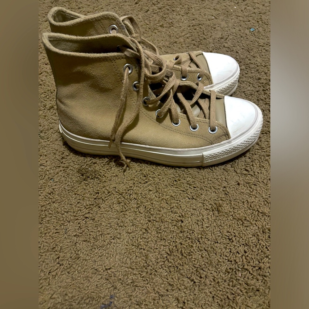 🧸Chuck Taylor All Star Suede Platform Shoes in Tan/brown - Picture 5 of 7